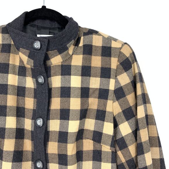Pendleton Womens Size 6 Button Front Wool Plaid Jacket Camel Black - Picture 3 of 8